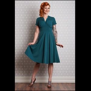Miss Candyfloss Retro Elena-Kat Teal Dress L